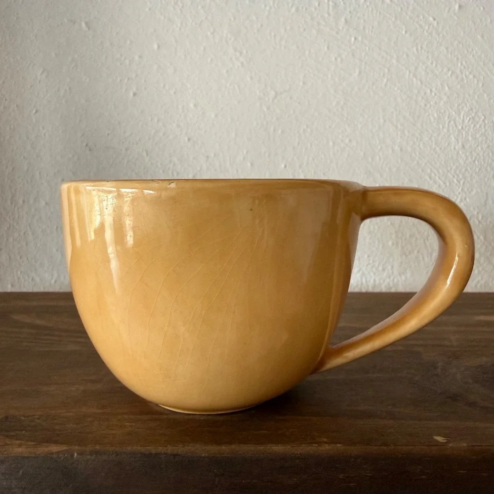Vintage Pottery‎ Barn Sausalito Amber Espresso Cup Saucer Set 8pc Mexico